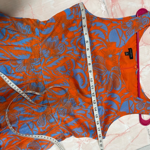 Talbots Orange Blue Floral Scoop Neck Sheath Dress - Picture 5 of 8